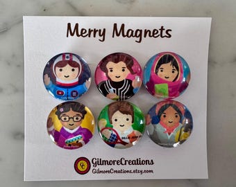 Set of Glass Magnets  "Famous Female Role Models" Kid Friendly
