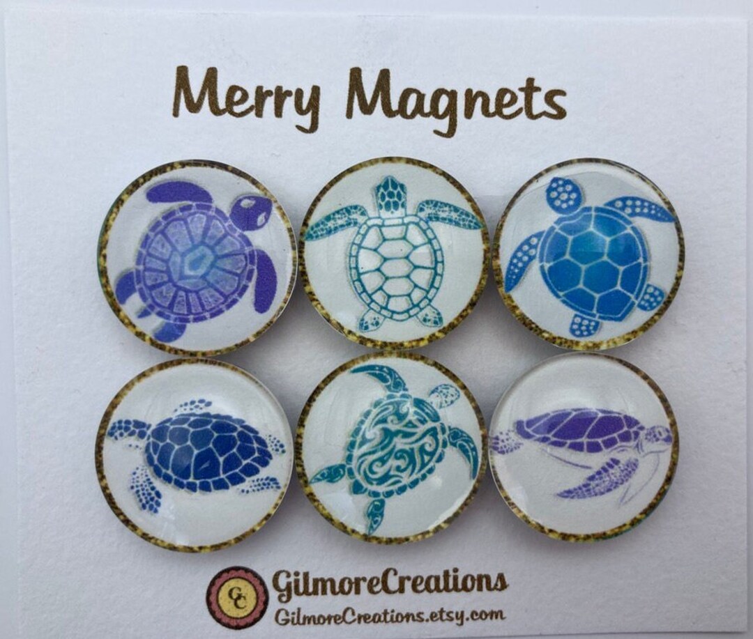 Turtle Races With Magnets Set of Glass Magnets
