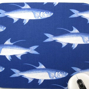 Fabric Mousepad or Trivet Ocean Fish Blue image 3