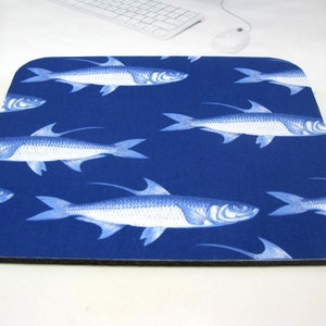 Fabric Mousepad or Trivet Ocean Fish Blue image 2