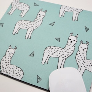 Fabric Mousepad or Trivet   Alpaca on Mint