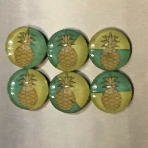 Set of Glass Fridge Magnets Pineapple on Lemon/Lime Geometrics image 6