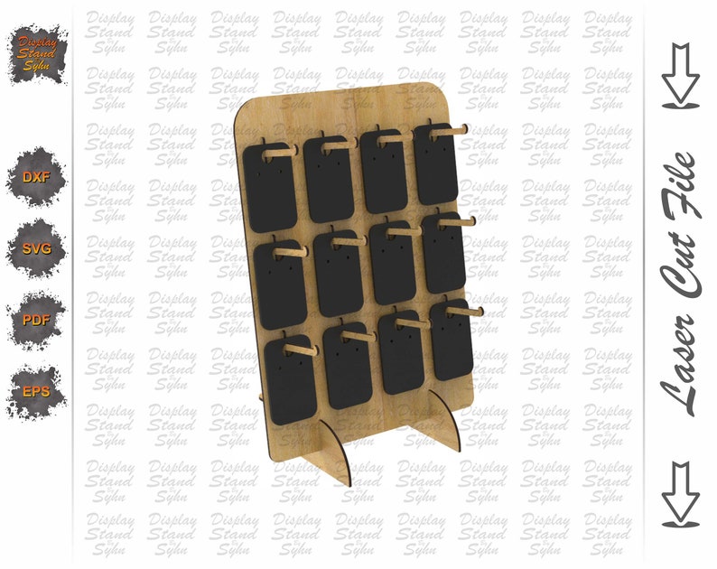 Earring Display Stand Laser Cut File – Hanging Jewelry Organizer, 3 ...