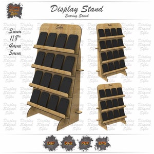 Lasergesneden afneembare oorbellen displaystandaard SVG, oorbellen displaystandaard DXF, productdisplaystandaard hout, Gloweforge-gesneden bestand, lasergesneden bestand