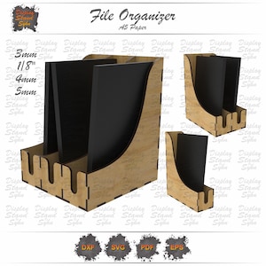 A5 File Organizer Laser Cut File SVG DXF EPS – Vertical Paper Storage Stand Digital Download
