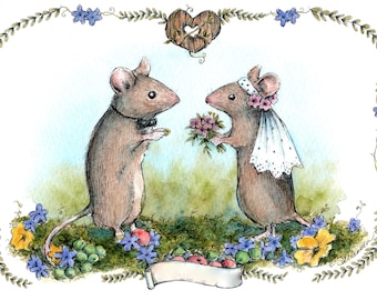 Signed Giclee Print - Mouse Wedding - 5x7