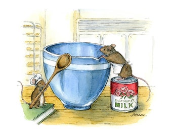Signed Giclee Print - Bakery Mice - 8x10