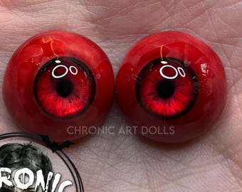 Muñecas Chronic Art - Ojos rojos carmesí de Dead Horror con sangre falsa para muñecas Reborn y BJD •Envío GRATIS• Tamaño de 14 mm a 24 mm