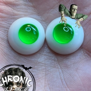 Bright Neon Green Monster Resin Fantasy eyes for Reborn & BJD dolls by Chronic Art Dolls **FREE Shipping**