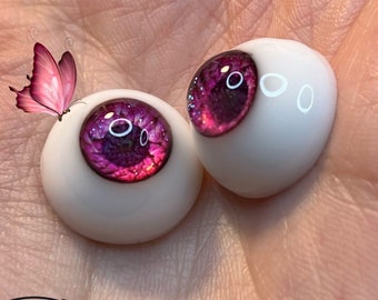 Chronic Art Dolls Beautiful Pink Flower Resin Doll Eyes for Reborn Dolls & BJDs. With microglitter **FREE Shipping**