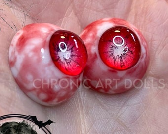 Chronic Art Dolls Red Broken Glass Horror Doll Eyes for Alternative Reborn & BJD dolls **FREE Shipping in USA**