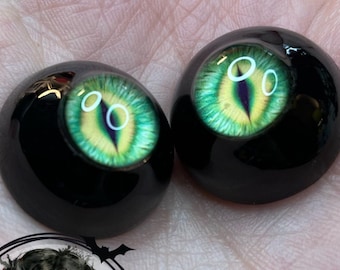 Black Resin Creature Doll Eyes by Chronic Art Dolls - Fantasy Dragon Eyes • Black Scleras ** FREE SHIPPING **