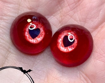 Chronic Art Dolls Resin Eyes, Double Red Hearts, for Reborn & BJD Dolls * FREE 1st Class Shipping *