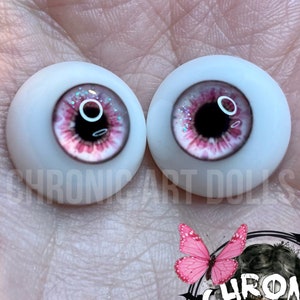 Chronic Art Dolls Beautiful Baby Pink Flower Resin Doll Eyes for Reborn Dolls & BJDs. With microglitter FREE Shipping image 1