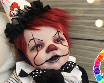 Bambola reborn personalizzata a tema Halloween con clown, realizzata da OlliPopandCo. Prenotazioni aperte! **Spedizione GRATUITA**