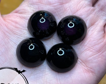 All Black Resin Doll Eyes by Chronic Art Dolls - Fantasy Horror Demon Eyes • Black Scleras with all black iris & pupil ** FREE SHIPPING **