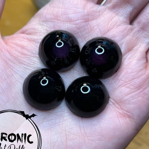 All Black Resin Doll Eyes by Chronic Art Dolls - Fantasy Horror Demon Eyes • Black Scleras with all black iris & pupil ** FREE SHIPPING **