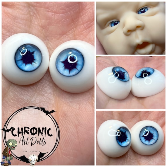 Chronic Art Dolls Occhi in resina blu con pupilla soffiata per