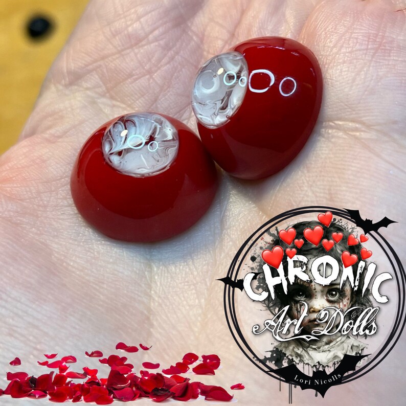 Red Opaque Fantasy Eyes for Reborn & BJD Dolls by Chronic Art Dolls FREE Shipping image 2