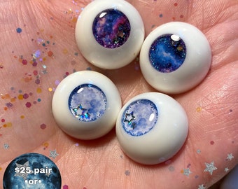 Galaxy Moon Resin Eyes - Handmade for BJD or Reborn Doll by Chronic Art Dolls *FREE 1st Class Shipping*