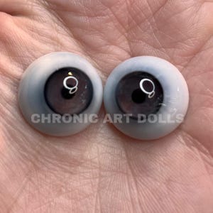 Chronic Art Dolls Human Brown & Deep Navy Blue Reborn Resin Eyes with blue toned sclera  **FREE Shipping in USA**
