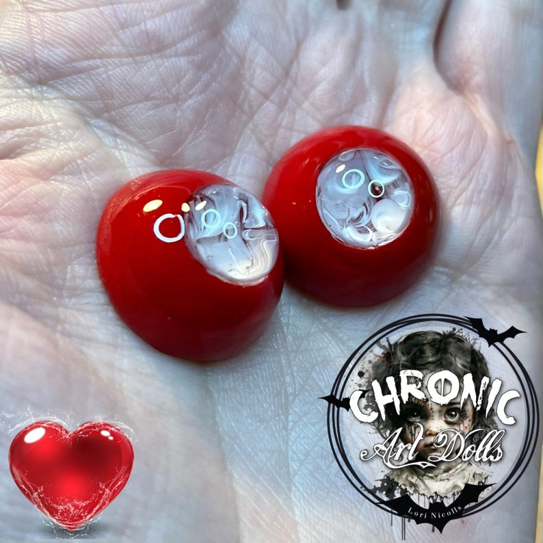 Red Fantasy opaque doll eyes for reborn dolls & BJD doll makers by Chronic Art Dolls - Lori Nicolls