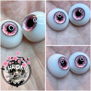 Chronic Art Dolls Beautiful Baby Pink Flower Resin Doll Eyes for Reborn Dolls & BJDs. With microglitter FREE Shipping image 2