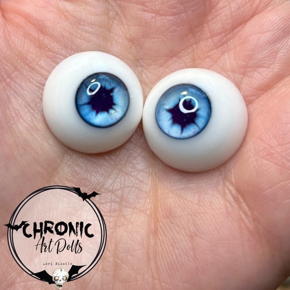 Chronic Art Dolls Occhi in resina blu con pupilla soffiata per