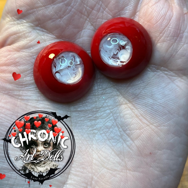 Red Opaque Fantasy Eyes for Reborn & BJD Dolls by Chronic Art Dolls FREE Shipping image 3