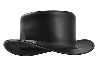 Sombrero de copa SideWinder para hombre y mujer, elegante disfraz, hecho a mano, de piel de vaca, impermeable, con ala moldeable, diadema, estilo steampunk.