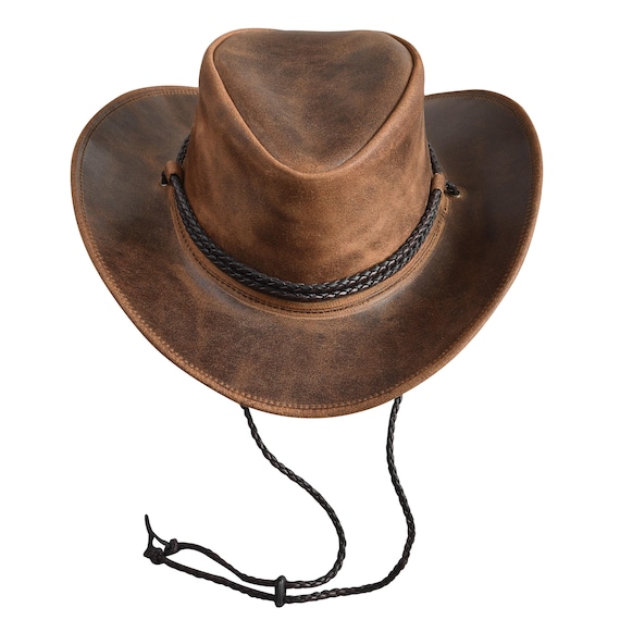 SideWinder Mens Cowboy Leather Hat Western Style Unisex Australian Braided Hatband
