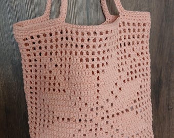 Borsa a tracolla in cotone all'uncinetto: borsa estiva rosa fatta a mano