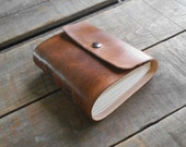 Small Leather Travel Journal, Handmade Blank Brown Leather Journal Snap Closure, Tiny Rustic Brown Sketchbook, Small Leather Art Journal