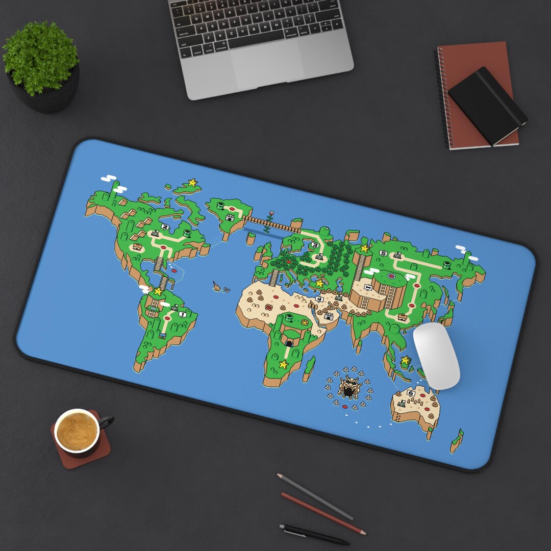 80s Mario Level World Map Desk Mat for Gaming Computer Fan Art Anime ...