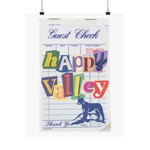 Póster inspirado en Happy Valley, Penn State, perfecto para dormitorios o casas universitarias. Disponible en 3 tamaños diferentes.