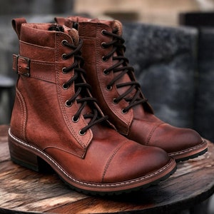 Men vintage genuine leather ankle boots sales