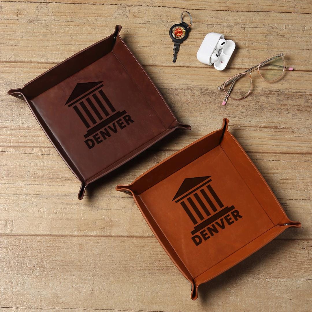 Personalized Leather Valet Tray: Engraved Catchall for Lawyer