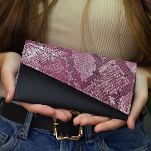Cartera de cuero hecha a mano para mujer, cartera compacta hecha a mano para ella, monedero pequeño para dama