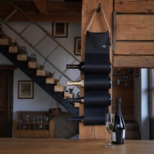 Leder Weinflaschenhalter, rustikale Weinregal Wandaufbewahrung, Weinflasche Träger, Gastgeschenk, neues Zuhause Geschenk, Geschenk für Weinliebhaber