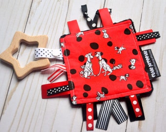 Baby Crinkle Toy - Baby Shower Gift - Crinkle Blanket - Lovey - Mini Ribby Crinkle Crackle - Dalmations - Using Liscensed Fabric