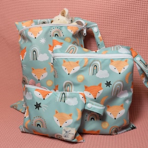 Personalisierbarer Wetbag, Wasserabweisender Beutel, Fuchs-Design Mehrzweck-Tasche, Schwimmen, Sport, Wechselkleidung, Taufe Geschenk Ostern