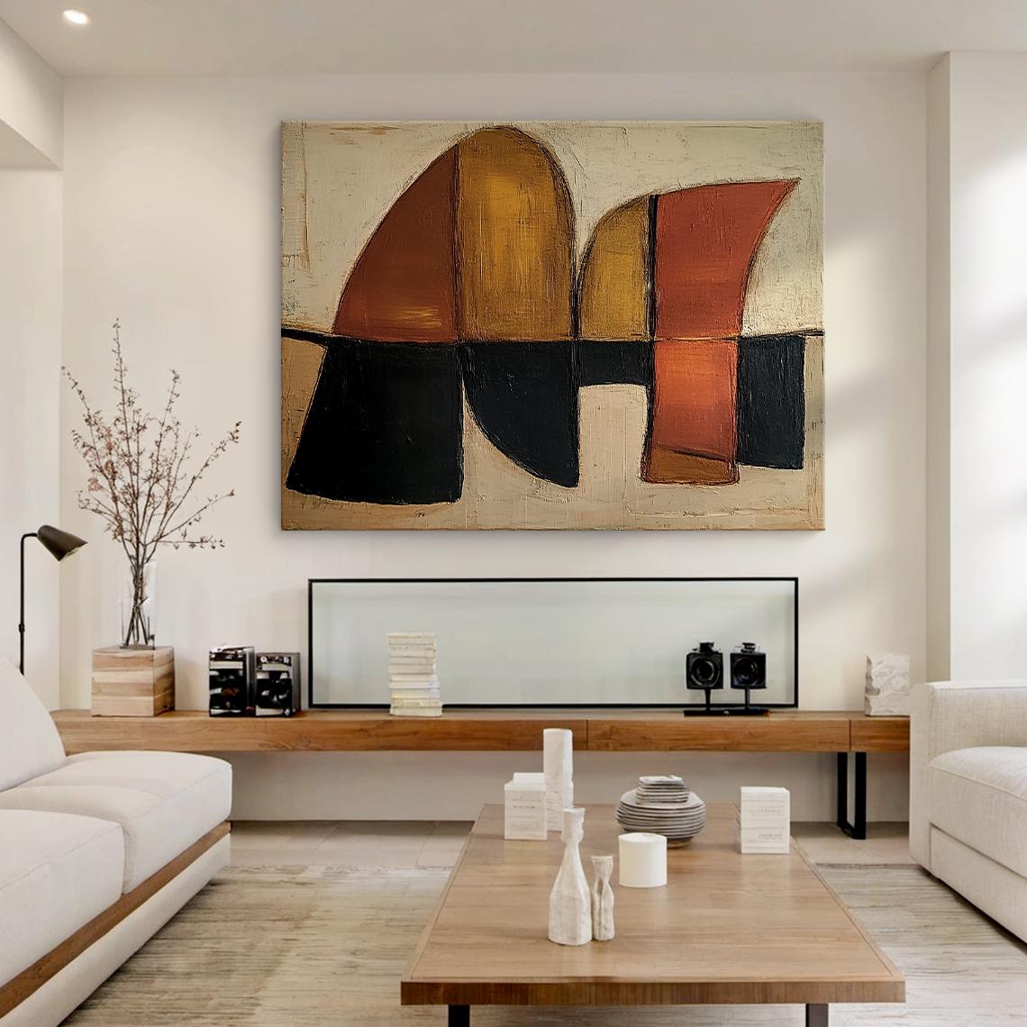 Large Abstract Geometric Painting on Canvas – Modern Minimalist Wall ...