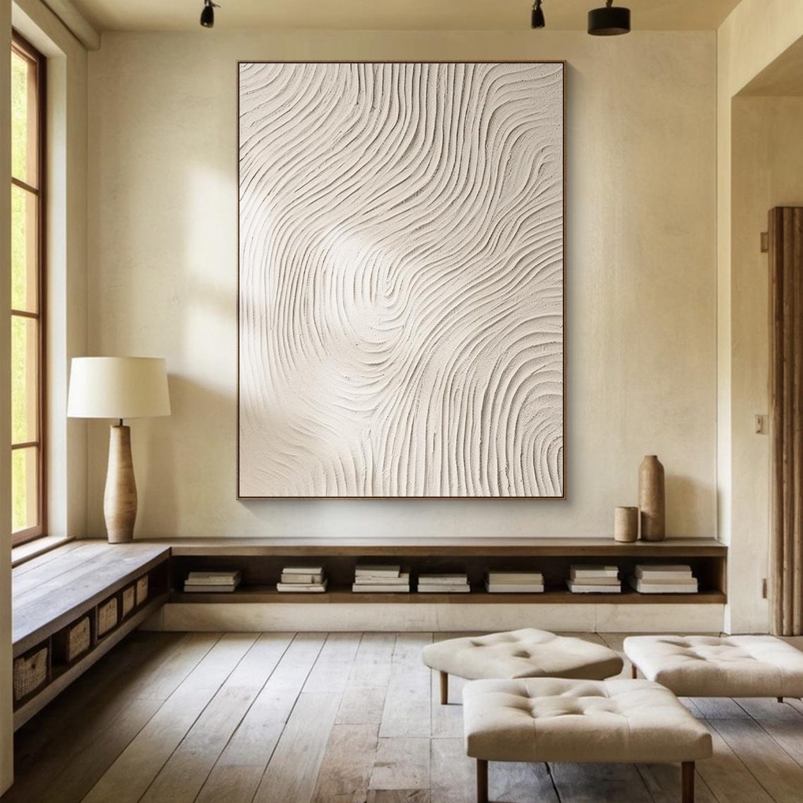 Beige Wabi Sabi Wall Art, Large Beige Abstract Oil Painting on Canvas ...