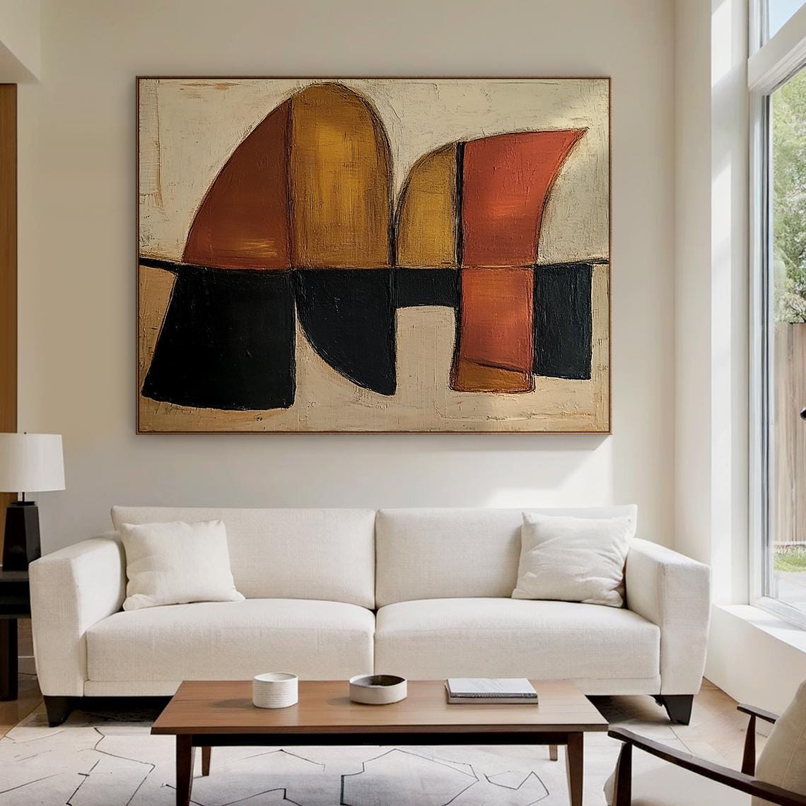 Large Abstract Geometric Painting on Canvas – Modern Minimalist Wall ...