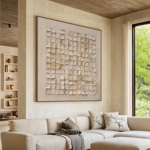Art mural original texturé beige 3D, peinture minimaliste, peinture sur plâtre neutre, art mural wabi-sabi, peinture faite main, art moderne