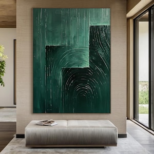 Green wabi-sabi wall art green black abstract painting large green simple wall art green textured canvas painting neutral wall art decor
