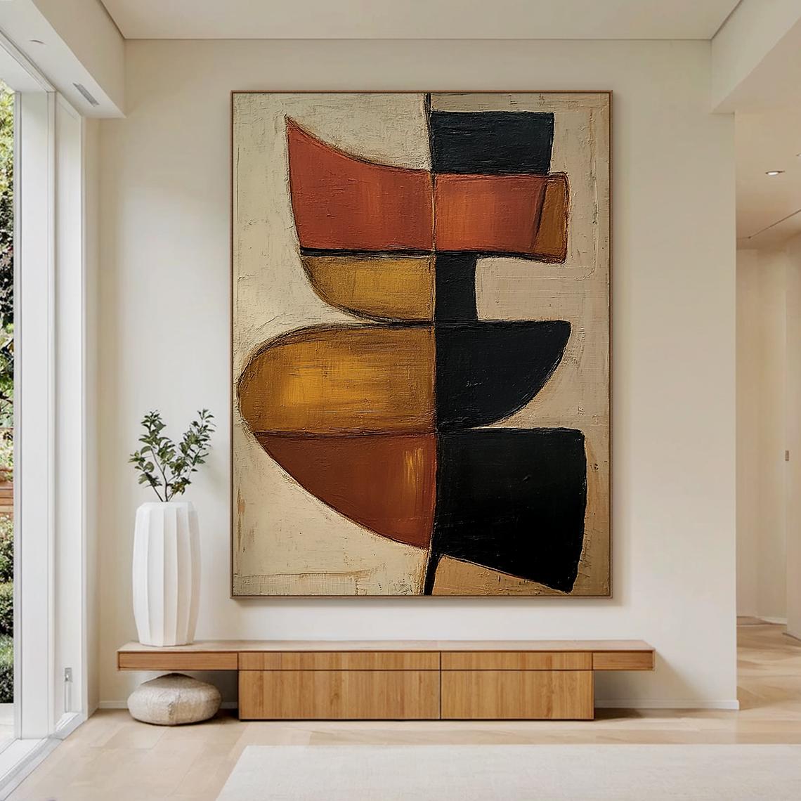 Large Abstract Geometric Painting on Canvas – Modern Minimalist Wall ...