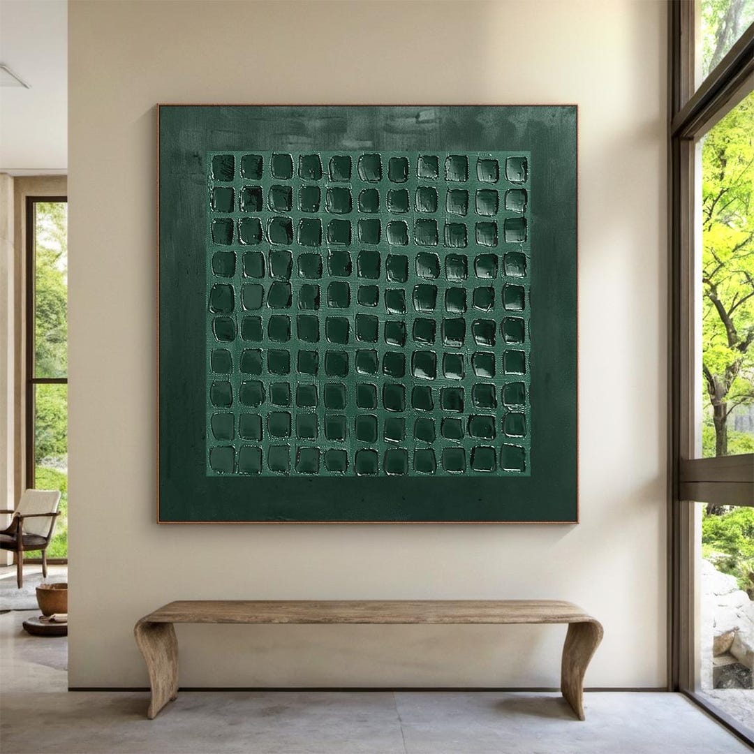 Large Green Wall Decor Green Wall Art Green Minimalist Art Green 3D ...