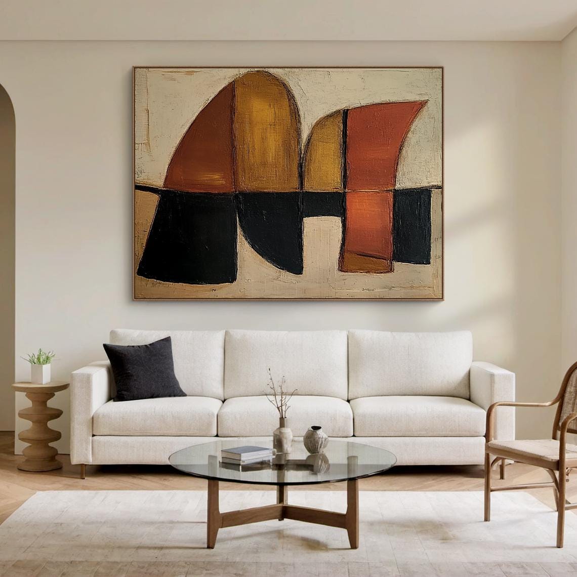 Large Abstract Geometric Painting on Canvas – Modern Minimalist Wall ...