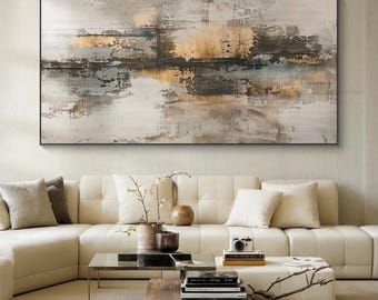 Zwart getextureerde muurkunst, grijze minimalistische wabi-sabi muurkunst, groot bruin canvas abstract schilderij, modern stijlvol interieur